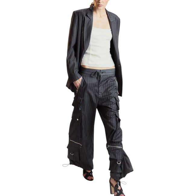 Pinstripe Oversized Jacket, Heather Grey - Blazers & Sport Coats - 3