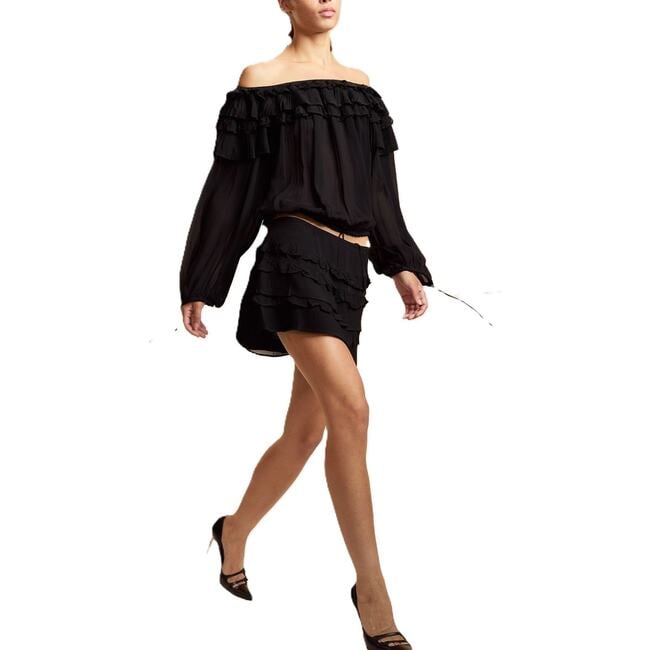 Ruffle Pleated Micro Skirt, Black - Skirts - 4