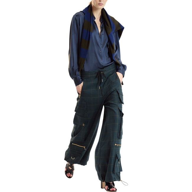 Plaid Cargo Pants, Green Plaid - Pants - 4