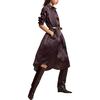 Pintuck Silk Charmeuse Shirt Dress, Black/Burgundy - Dresses - 4