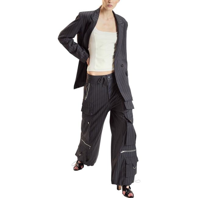 Pinstripe Oversized Jacket, Heather Grey - Blazers & Sport Coats - 4