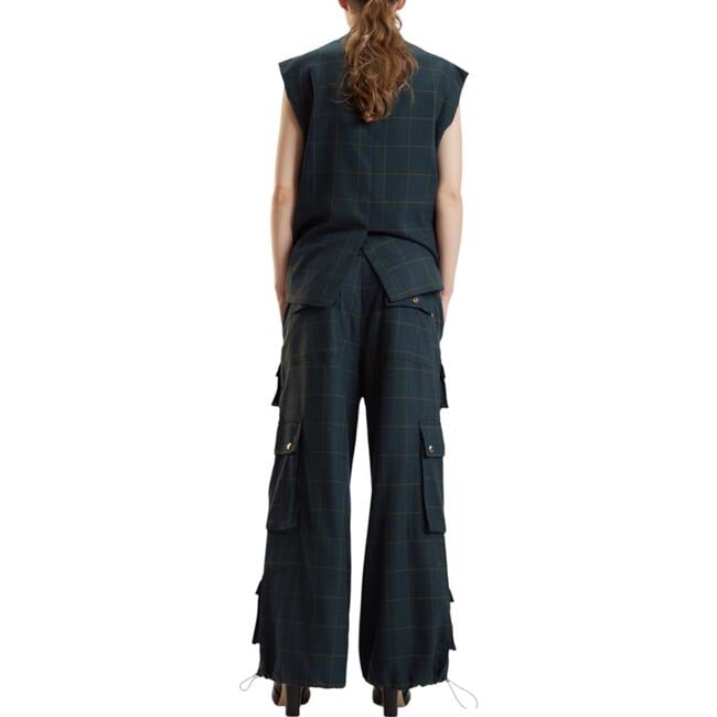 Plaid Cargo Pants, Green Plaid - Pants - 5