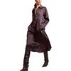 Pintuck Silk Charmeuse Shirt Dress, Black/Burgundy - Dresses - 5