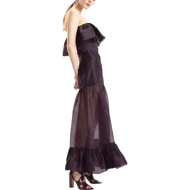 Organza Midi Skirt, Black/Burgundy - Skirts - 3
