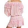 Off Shoulder Ruffle Blouse, Pink - Blouses - 2