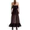 Organza Mesh Flounce Tube Top, Black/Burgundy - Blouses - 6 - thumbnail