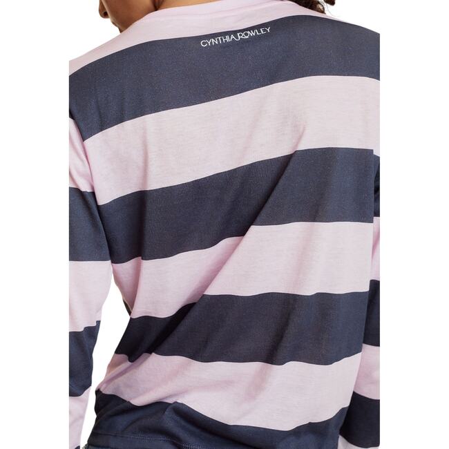 Long Sleeve Everyday Tee, Pink/Navy