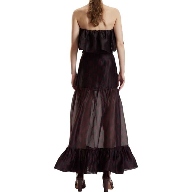 Organza Midi Skirt, Black/Burgundy - Skirts - 5