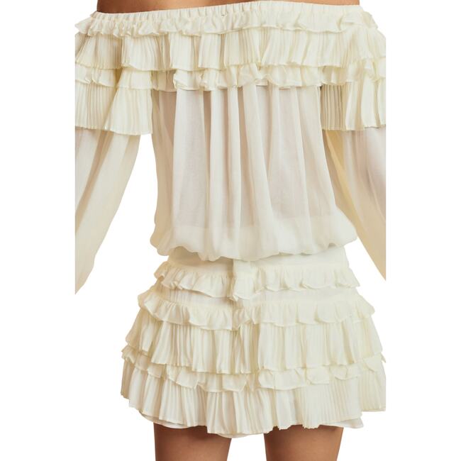 Off Shoulder Ruffle Blouse, Off White - Blouses - 5
