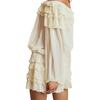 Off Shoulder Ruffle Blouse, Off White - Blouses - 6
