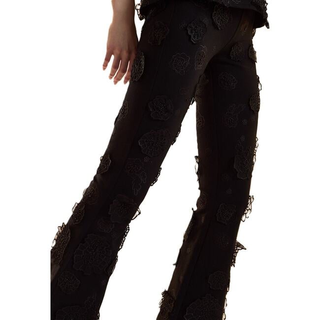 3D Applique Top, Black - Blouses - 5