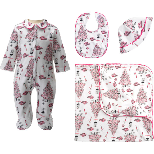 Eloise Christmas Tree Footie Gift Set, Pink