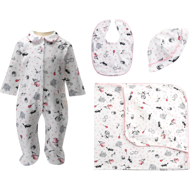 Eloise Toy Print Footie Gift Set, Pink