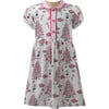 Eloise Christmas Tree Button-Front Dress, Pink - Dresses - 1 - thumbnail