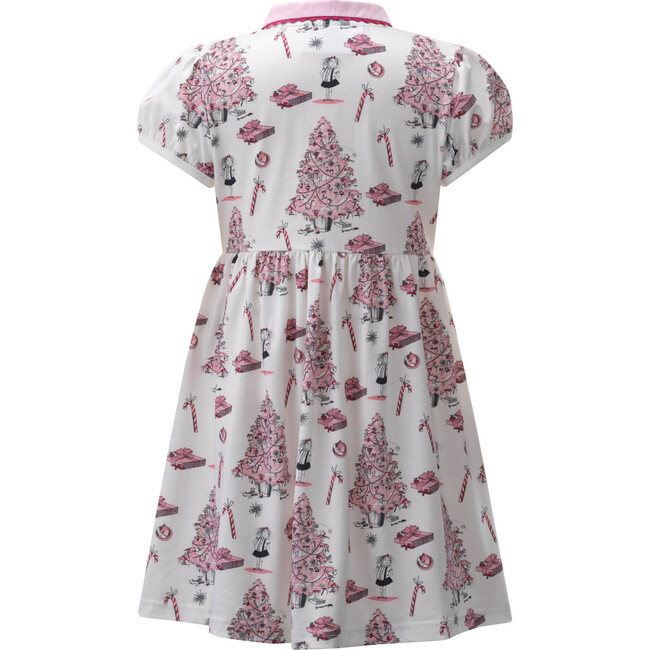 Eloise Christmas Tree Button-Front Dress, Pink