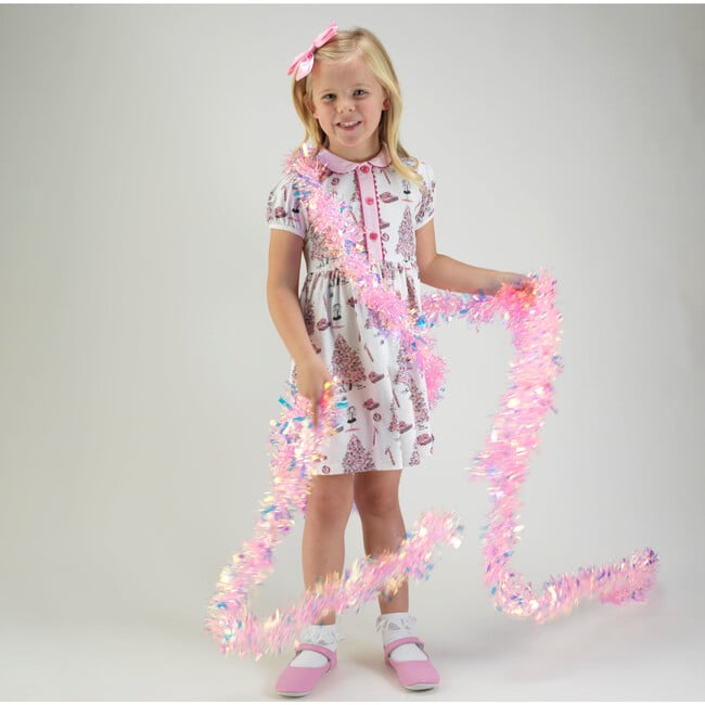 Eloise Christmas Tree Button-Front Dress, Pink - Dresses - 3