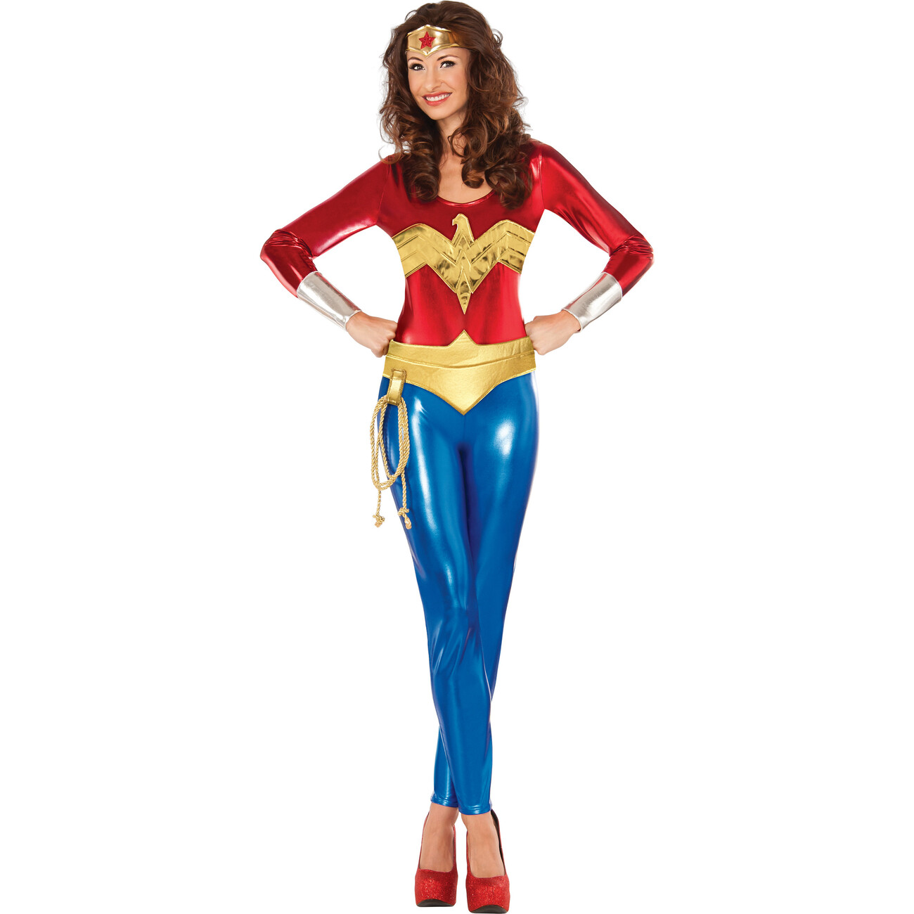 Wonder Woman Classic Bodysuit Adult Costume, Multi Rubies