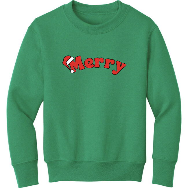 Merry Santa Hat Sweatshirt Youth, Green
