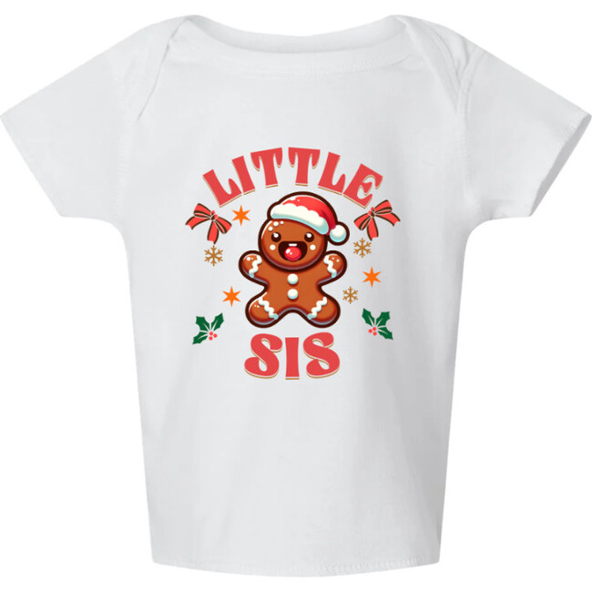 Little Sis Gingerbread Baby T-Shirt, White