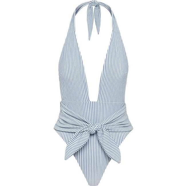 Tropez Tie-Up One-Piece, Classic Blue Stripe