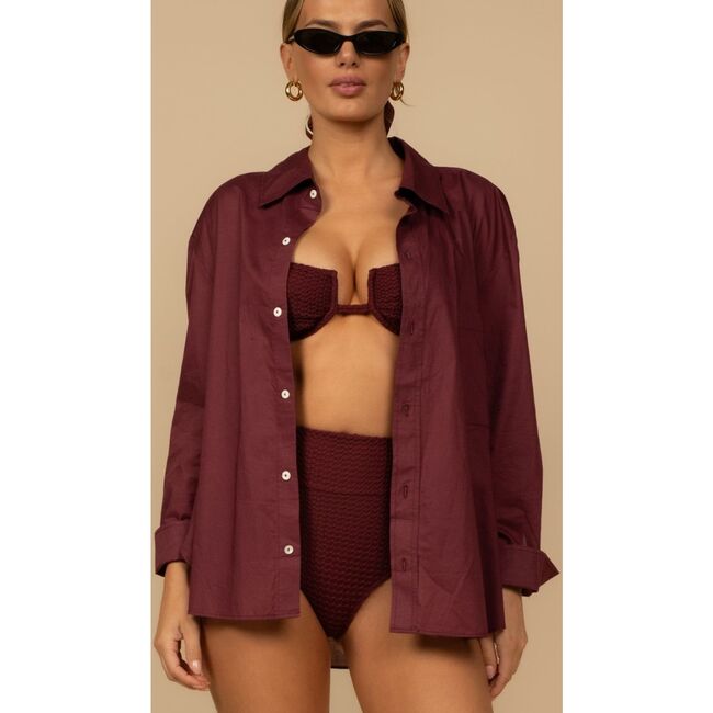 Boyfriend Button-Down Shirt, Maroon