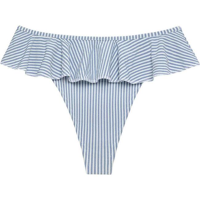 Tamarindo Ruffle Bikini Bottom, Classic Blue Stripe