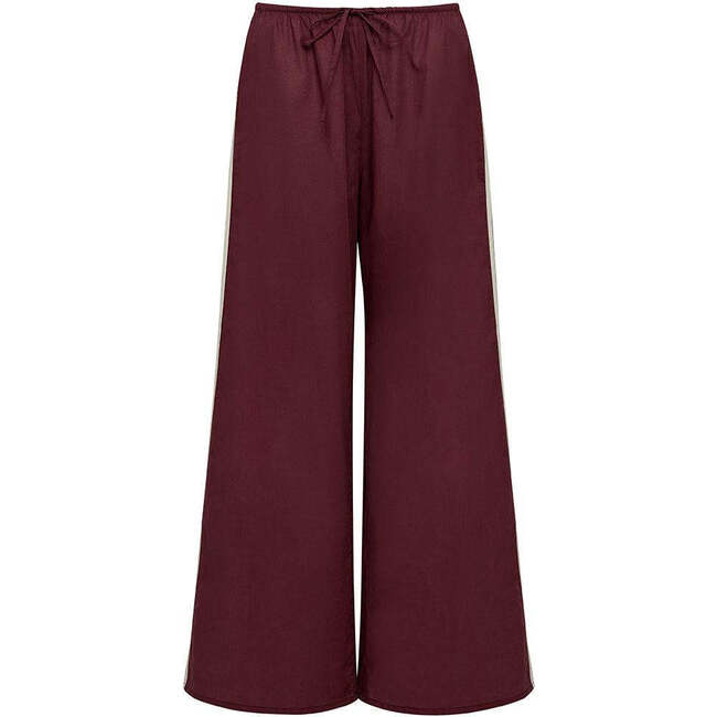 Sporty Drawstring Wide-Leg Pant, Maroon