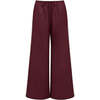 Sporty Drawstring Wide-Leg Pant, Maroon - Pants - 2 - thumbnail