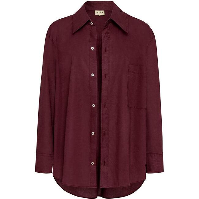 Boyfriend Button-Down Shirt, Maroon