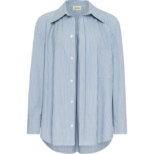 Boyfriend Button-Down Shirt, Classic Blue Stripe