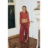 Sporty Drawstring Wide-Leg Pant, Maroon - Pants - 3 - thumbnail