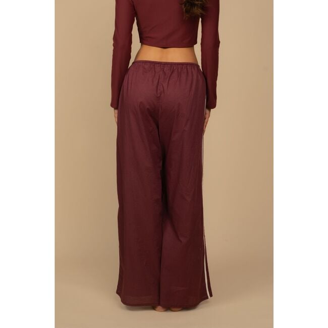 Sporty Drawstring Wide-Leg Pant, Maroon - Pants - 4