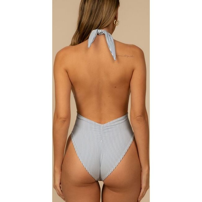 Tropez Tie-Up One-Piece, Classic Blue Stripe - One Pieces - 5