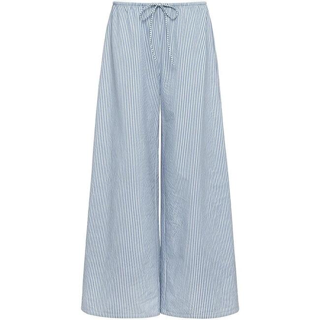 Drawstring Wide-Leg Pant, Classic Blue Stripe