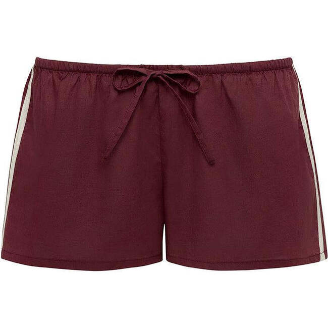 Sporty Low-Rise Drawstring Short, Maroon