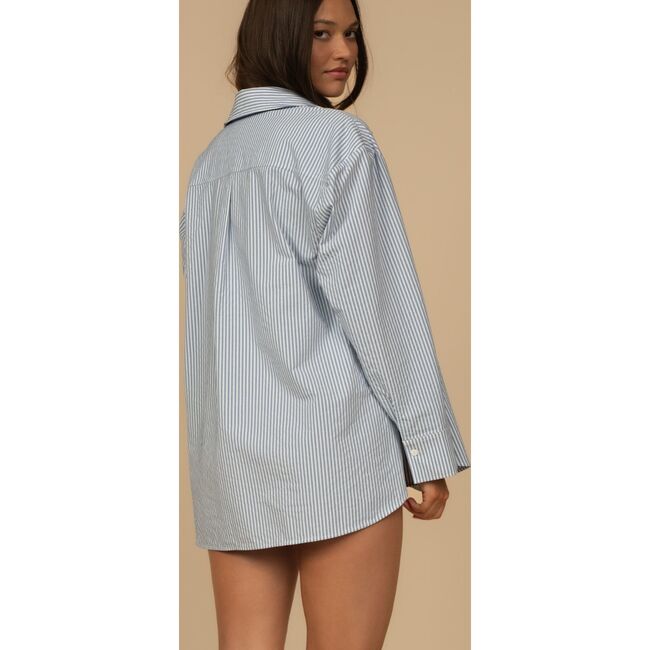 Boyfriend Button-Down Shirt, Classic Blue Stripe - Button Downs - 4