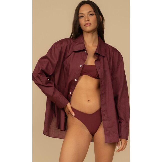 Boyfriend Button-Down Shirt, Maroon - Button Downs - 4