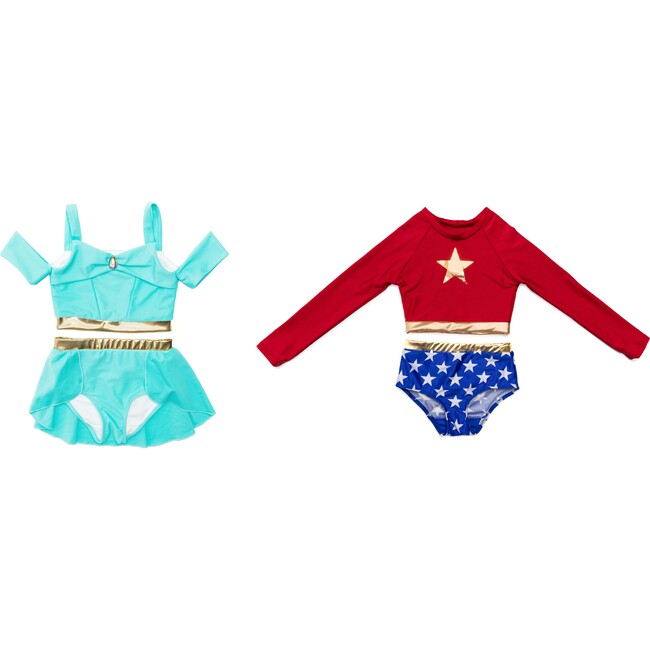 Set of Two 2pc Swimsuits, Jasmine and Wonder Woman