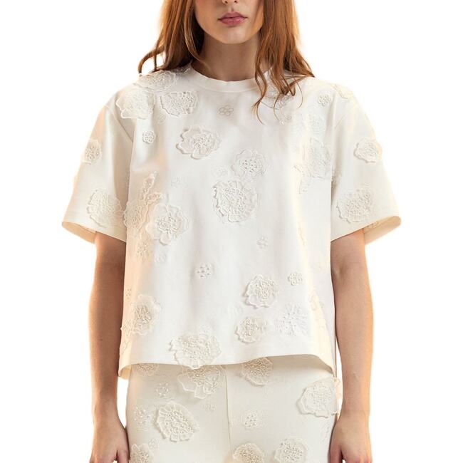 3D Applique Top, White