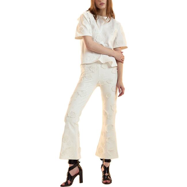 3D Applique Top, White