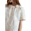 3D Applique Top, White - Blouses - 3 - thumbnail