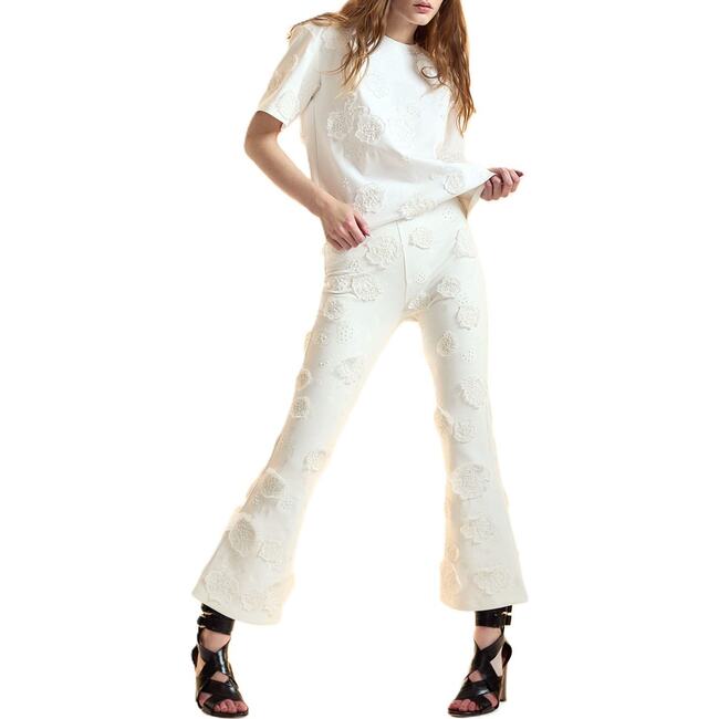 3D Applique Top, White - Blouses - 4