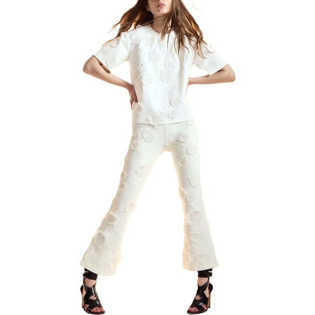 3D Applique Top, White - Blouses - 5