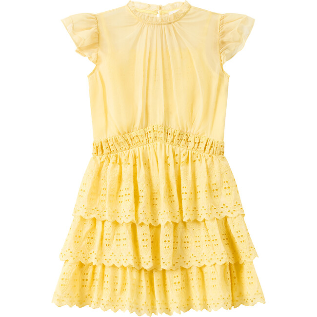 Rory Embroidered Mini Dress, Yellow