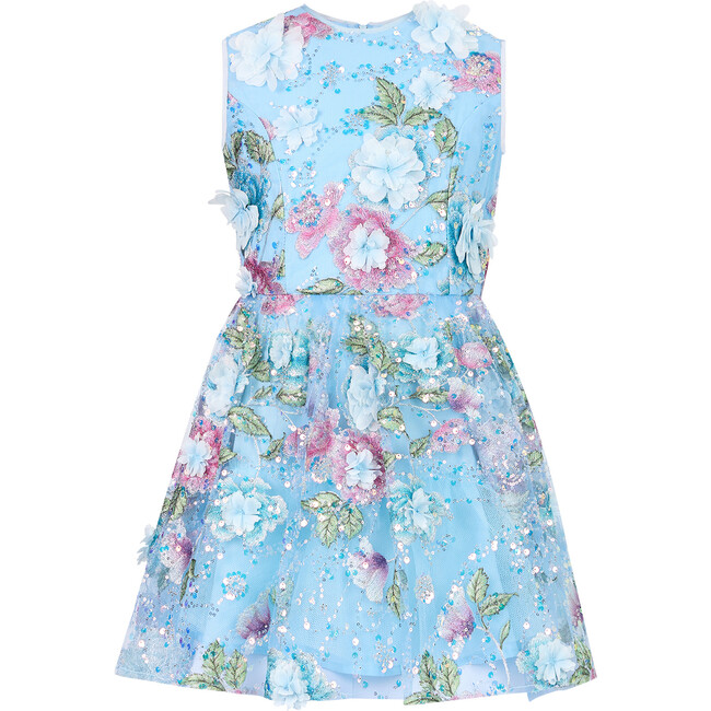 Rosaline Embroidered Mini Dress, Blue - Dresses - 1