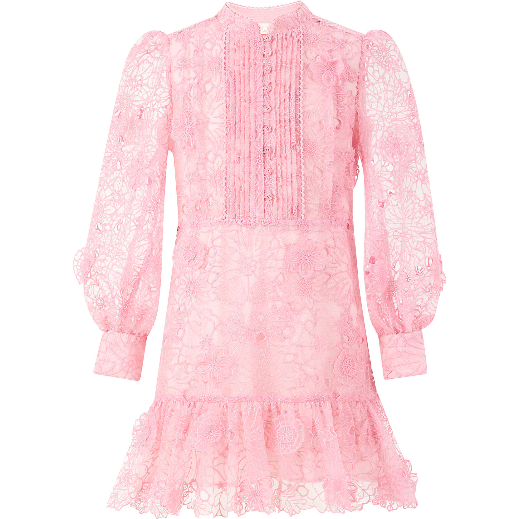 Prue Long Sleeve Embroidered Mini Dress, Pink - Marlo Kids Dresses