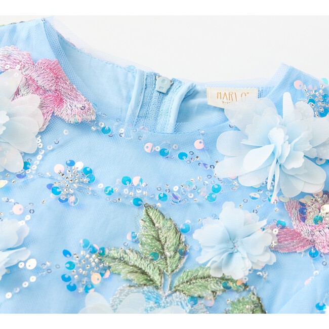 Rosaline Embroidered Mini Dress, Blue - Dresses - 8