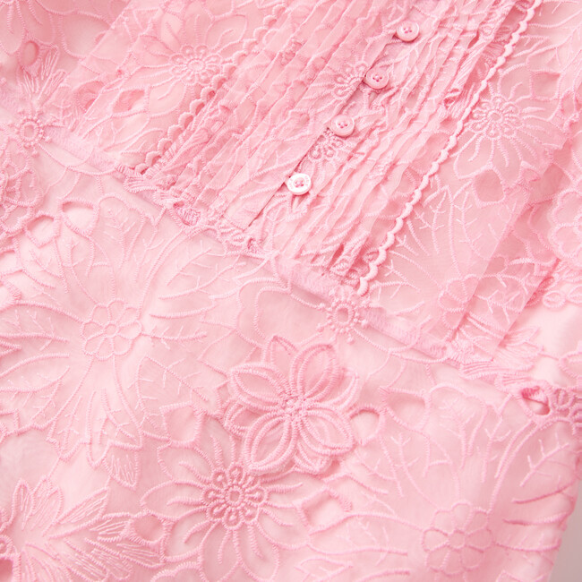 Prue Long Sleeve Embroidered Mini Dress, Pink - Dresses - 6