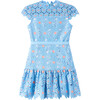 Maya Embroidered Mini Dress, Blue - Dresses - 1 - thumbnail