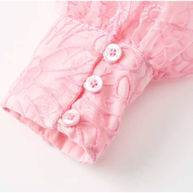 Prue Long Sleeve Embroidered Mini Dress, Pink - Dresses - 8